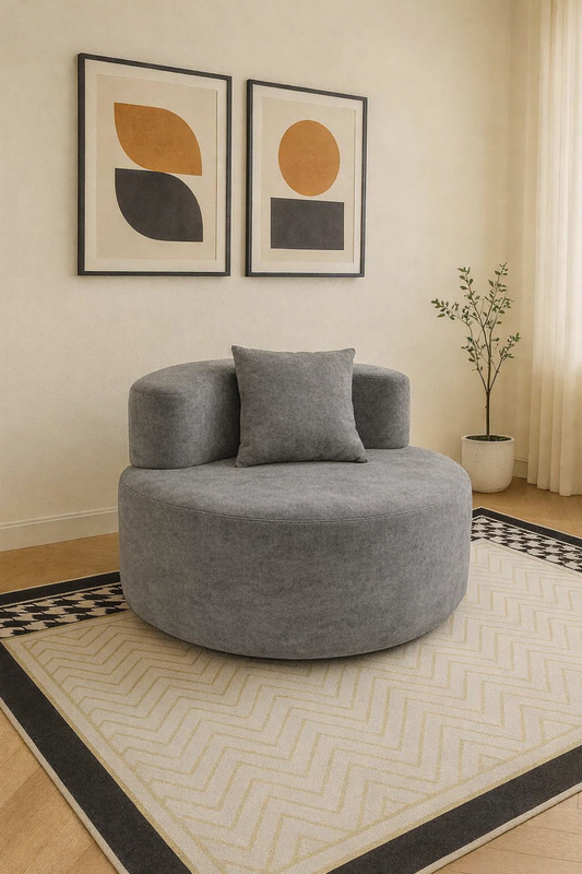 Spencer Curved Compressed Sofa – Teddy Velvet Lounge Chair (Single-Seater)