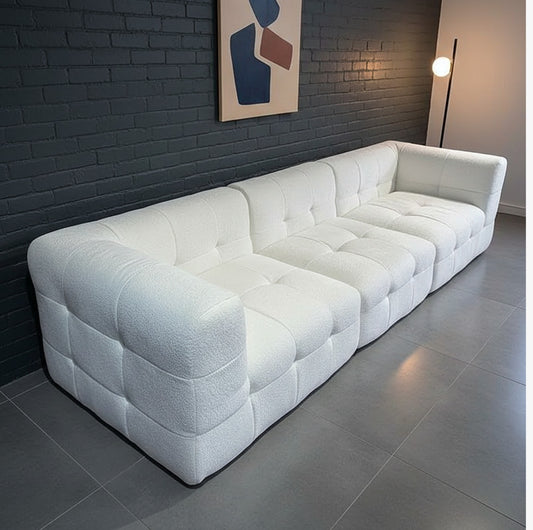 Marshmallow Italian-Style Compressed Sofa – 2-Seater Corduroy Couch (With Cushions)