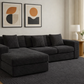 MYINDA L-Shaped Sectional Modular Sofa – Corduroy Compressed Sofa with Movable Ottoman (Double-Left)