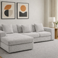 MYINDA L-Shaped Sectional Modular Sofa – Corduroy Compressed Sofa with Movable Ottoman (Double-Left)