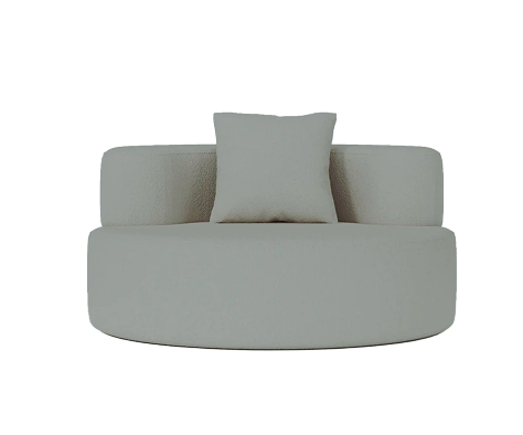 Spencer Curved Compressed Sofa – Teddy Velvet Lounge Chair (Single-Seater)