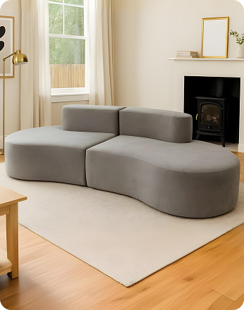 Spencer Curved Compression Sofa – 2–3 Seater (Shell Grey)
